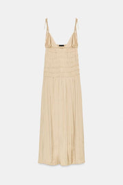 Robe midi satinée à fronces