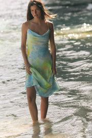 Robe midi drapée imprimée