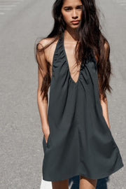 Robe mini dos-nu à fronces
