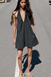 Robe mini dos-nu à fronces