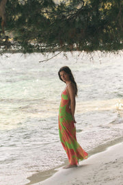 Robe midi à bretelles imprimée