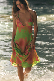 Robe midi à bretelles imprimée