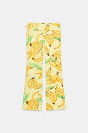 Pantalon à imprimé fruits et cordon