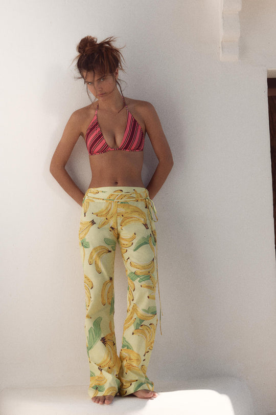 Pantalon à imprimé fruits et cordon
