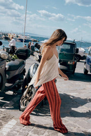 Pantalon fluide à rayures
