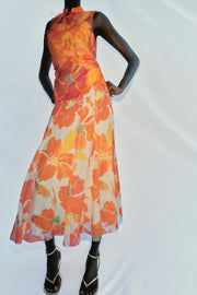 Jupe midi à imprimé floral
