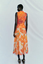 Jupe midi à imprimé floral