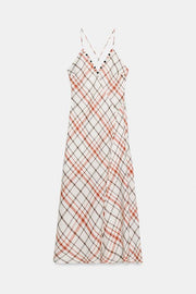Robe midi à carreaux en lin