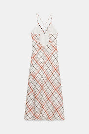 Robe midi à carreaux en lin