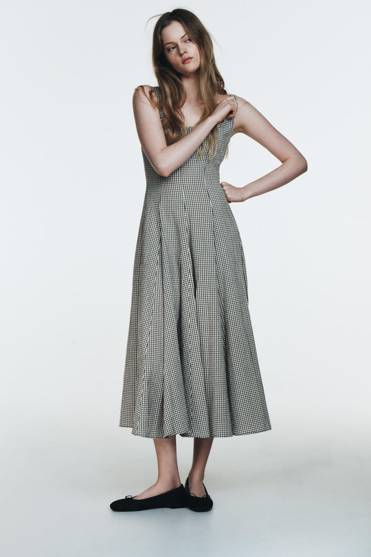 Robe midi à carreaux vichy