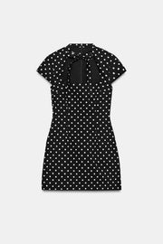 Robe courte lien à nouer à pois