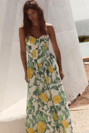 Robe corset en popeline à imprimé fruits