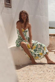 Robe corset en popeline à imprimé fruits