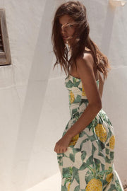 Robe corset en popeline à imprimé fruits
