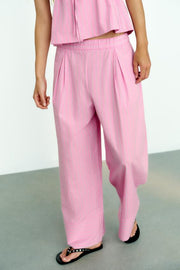 Pantalon large en popeline à rayures