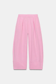 Pantalon large en popeline à rayures