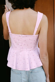 Top corset rayé à fleurs