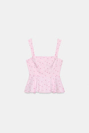 Top corset rayé à fleurs