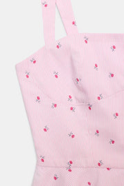 Top corset rayé à fleurs