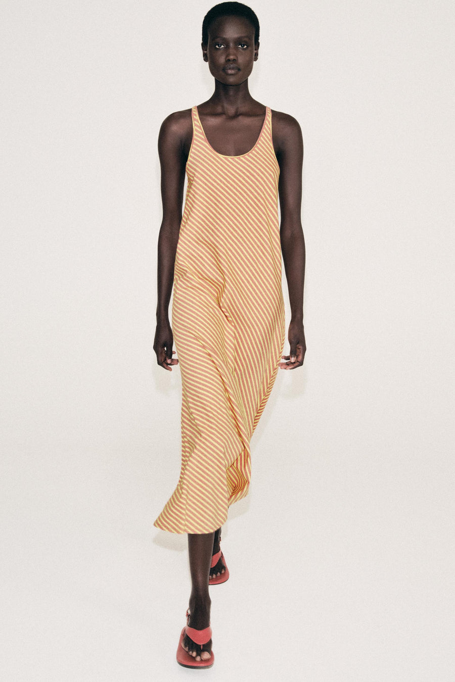 Robe longue à rayures