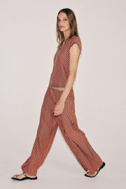 Pantalon à rayures en lin