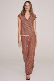 Pantalon à rayures en lin