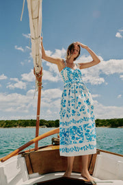 Robe midi imprimée en popeline