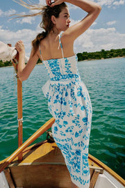Robe midi imprimée en popeline