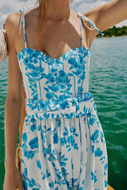 Robe midi imprimée en popeline