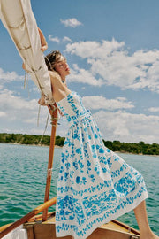 Robe midi imprimée en popeline