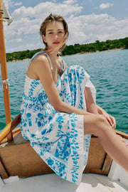Robe midi imprimée en popeline
