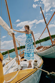 Robe midi imprimée en popeline