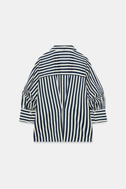 Chemise à rayures en lin à manches bouffantes