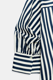 Chemise à rayures en lin à manches bouffantes