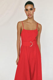 Robe midi en popeline avec ceinture