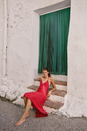 Robe midi satinée à perles
