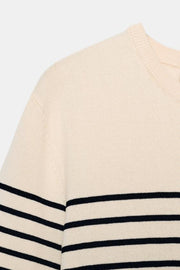 Pull en maille à manches courtes à rayures