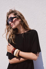 Robe longue en maille à fronces à la taille
