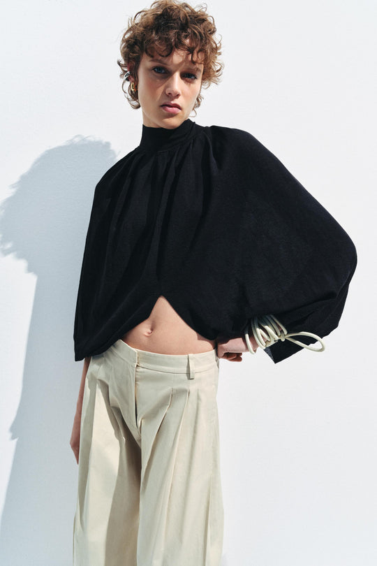Top effet cape en maille fine