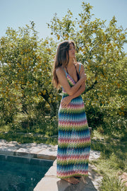 Robe longue en maille à bretelles