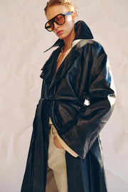 Trench oversize effet cuir ZW Collection