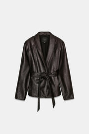 Veste effet cuir avec ceinture ZW Collection