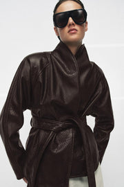 Veste effet cuir avec ceinture ZW Collection
