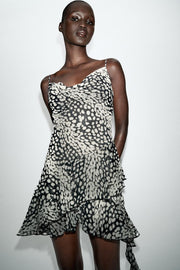 Robe mini asymétrique imprimée