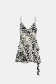 Robe mini asymétrique imprimée