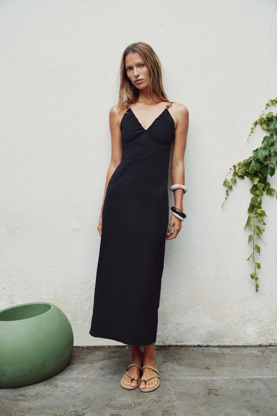Robe midi cintrée à perles