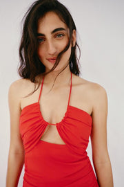 Robe midi crayon drapée à découpes