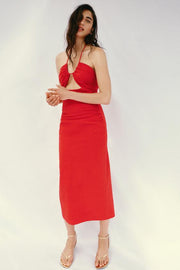 Robe midi crayon drapée à découpes