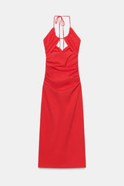 Robe midi crayon drapée à découpes