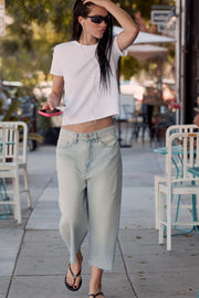 Jorts en denim TRF déchiré, taille mi-haute